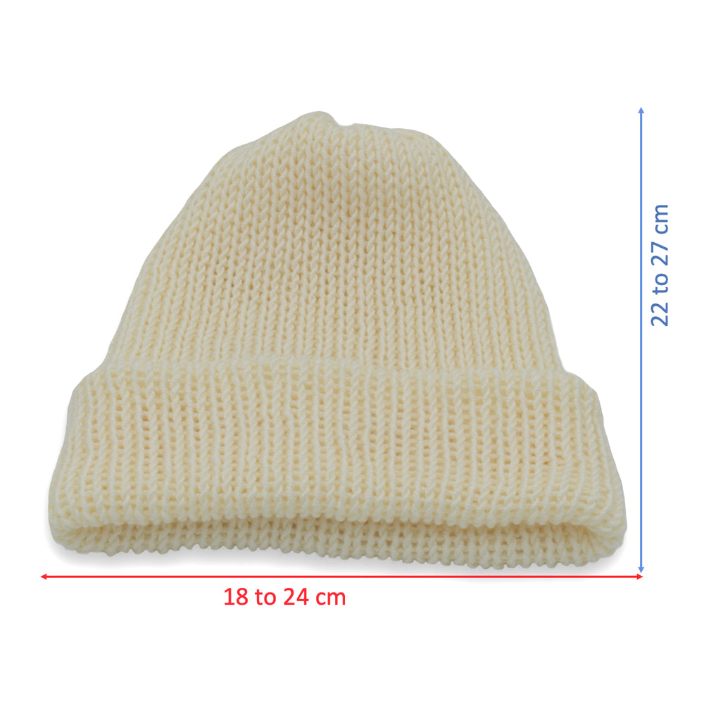 Kids Beanie Hat with Pink Accessories | Cream