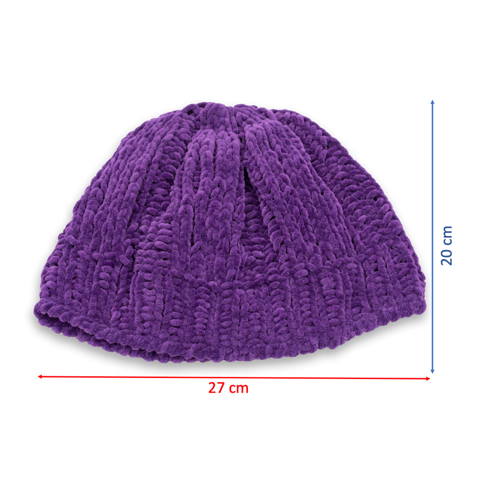 Velvety Soft Beanie & Neck Warmer Set | Purple