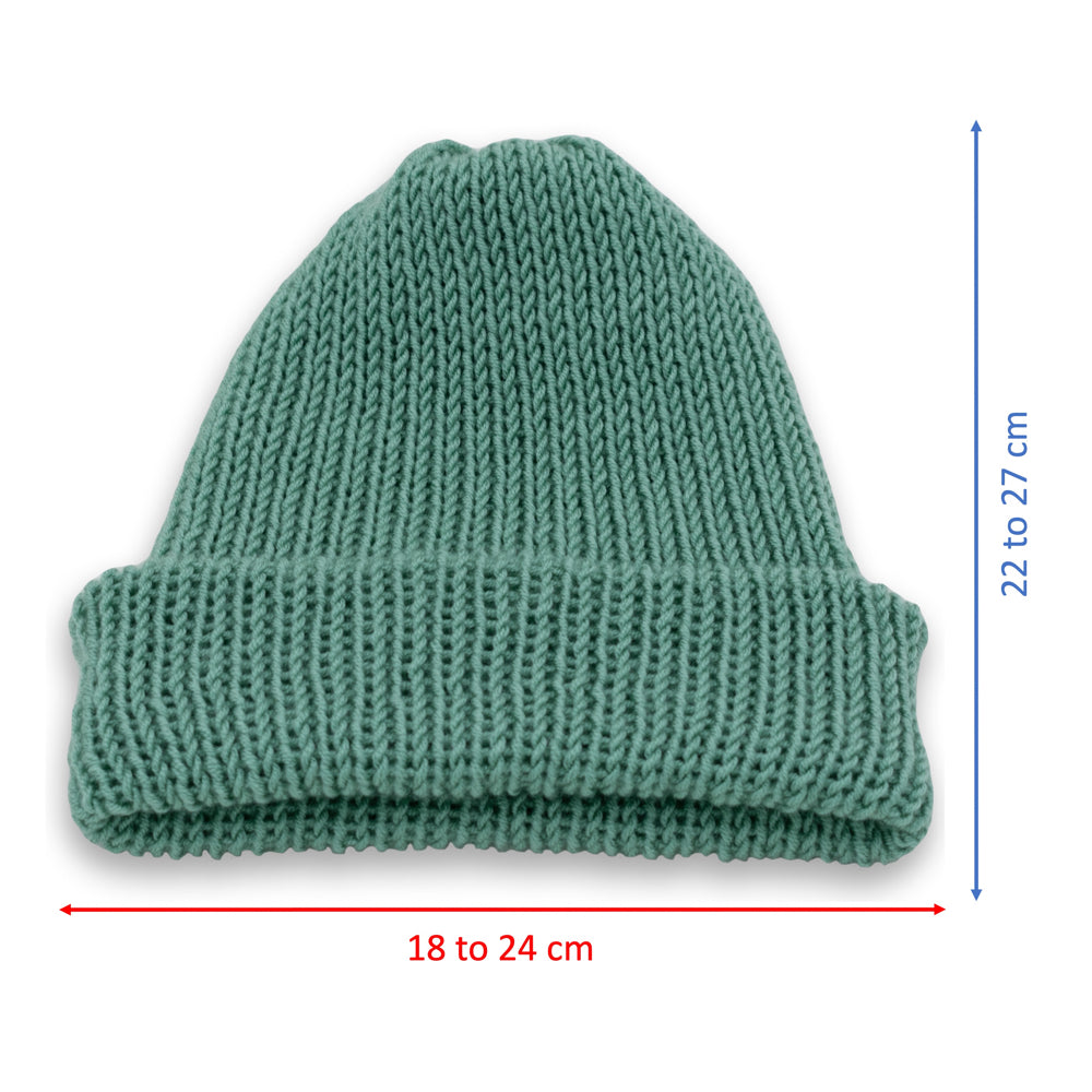Double-Faced Beanie Hat with Button | Mint