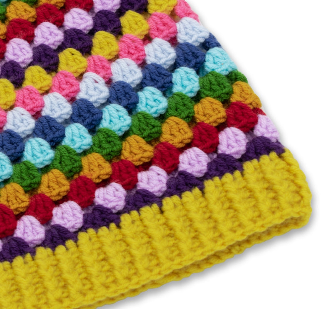Rainbow Hand-Knit Crochet Beanie Hat