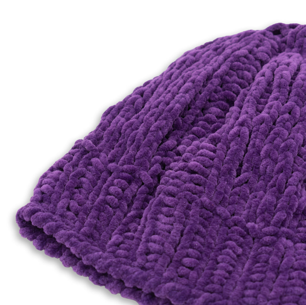 Velvety Soft Beanie Hat | Purple