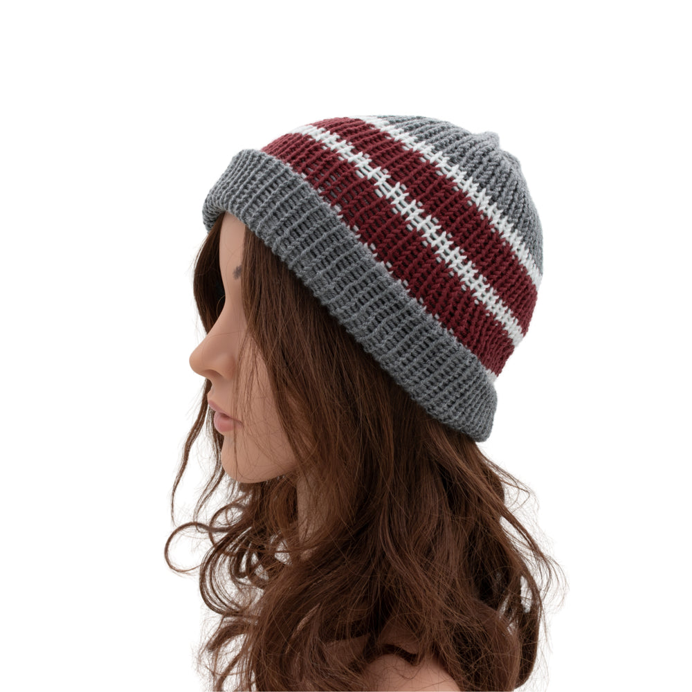 Reversible Knit Beanie Hat - Unisex Style
