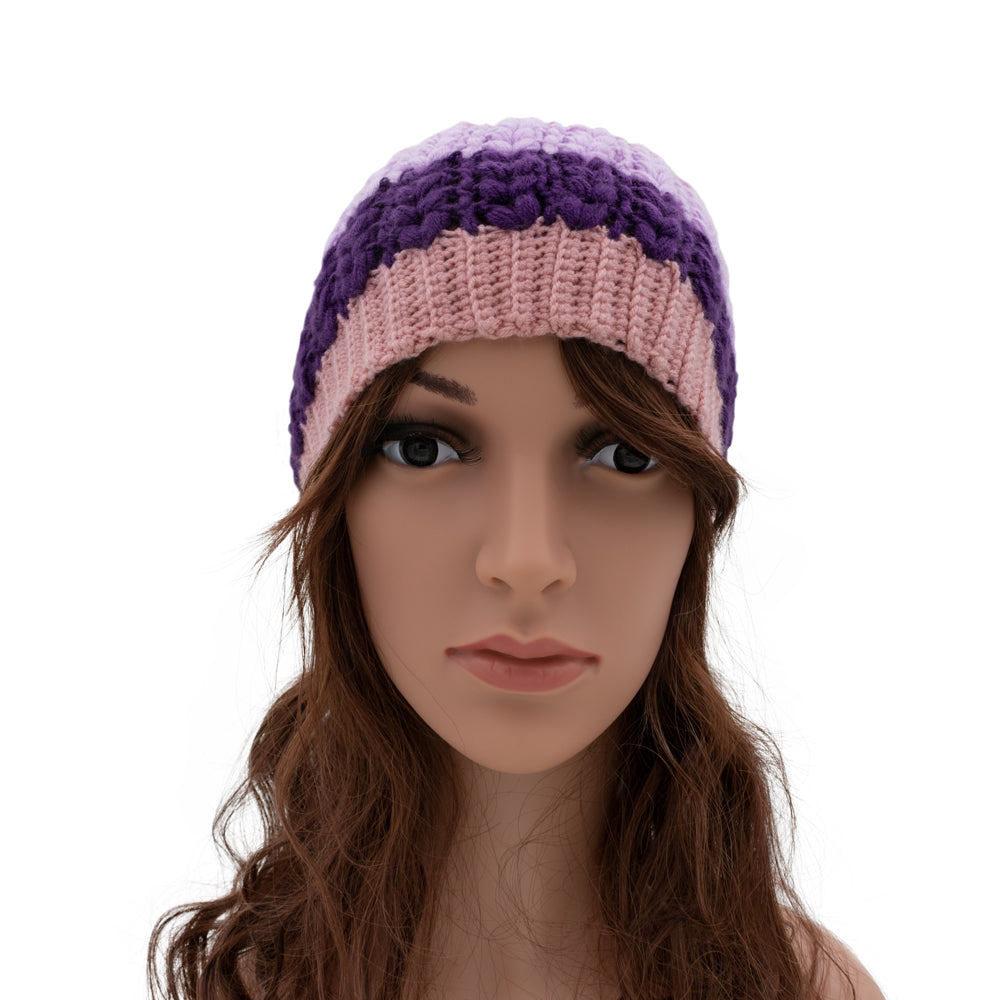 Vintage Hand-Knit Pink Beanie Hat