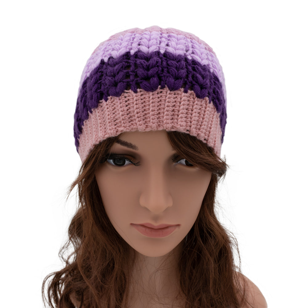 Vintage Hand-Knit Pink Beanie Hat