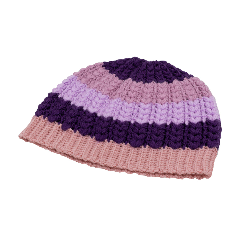 Vintage Hand-Knit Pink Beanie Hat