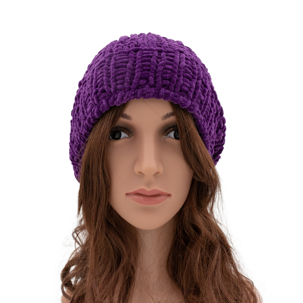 Velvety Soft Beanie Hat | Purple