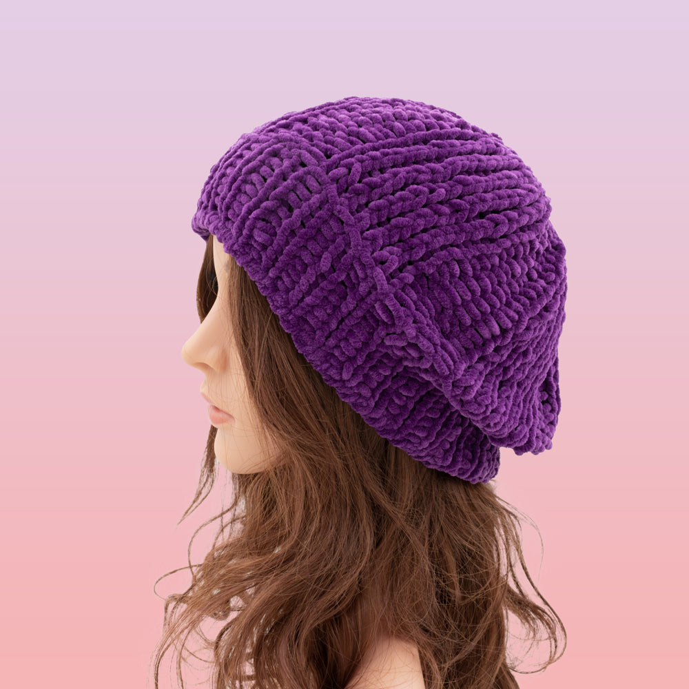 Velvety Soft Beanie Hat | Purple