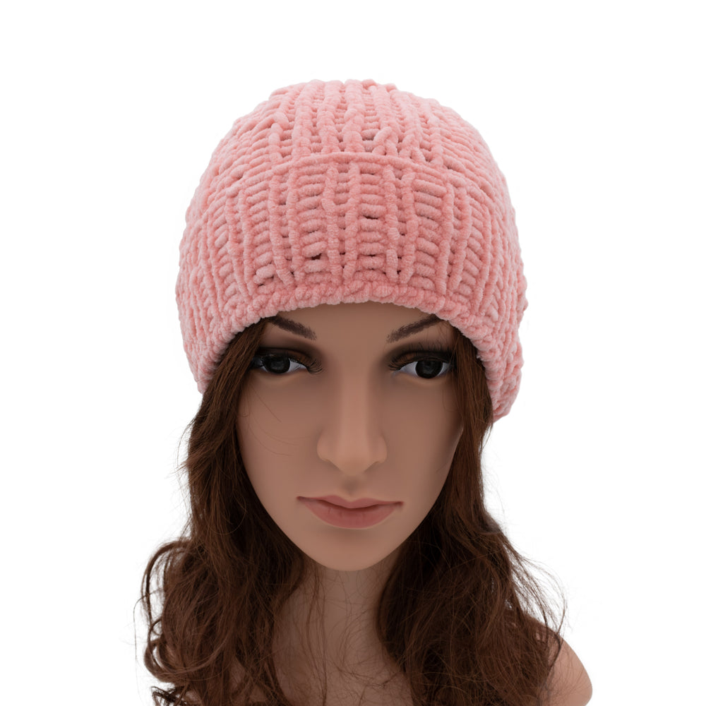 Velvety Soft Beanie Hat | Pink