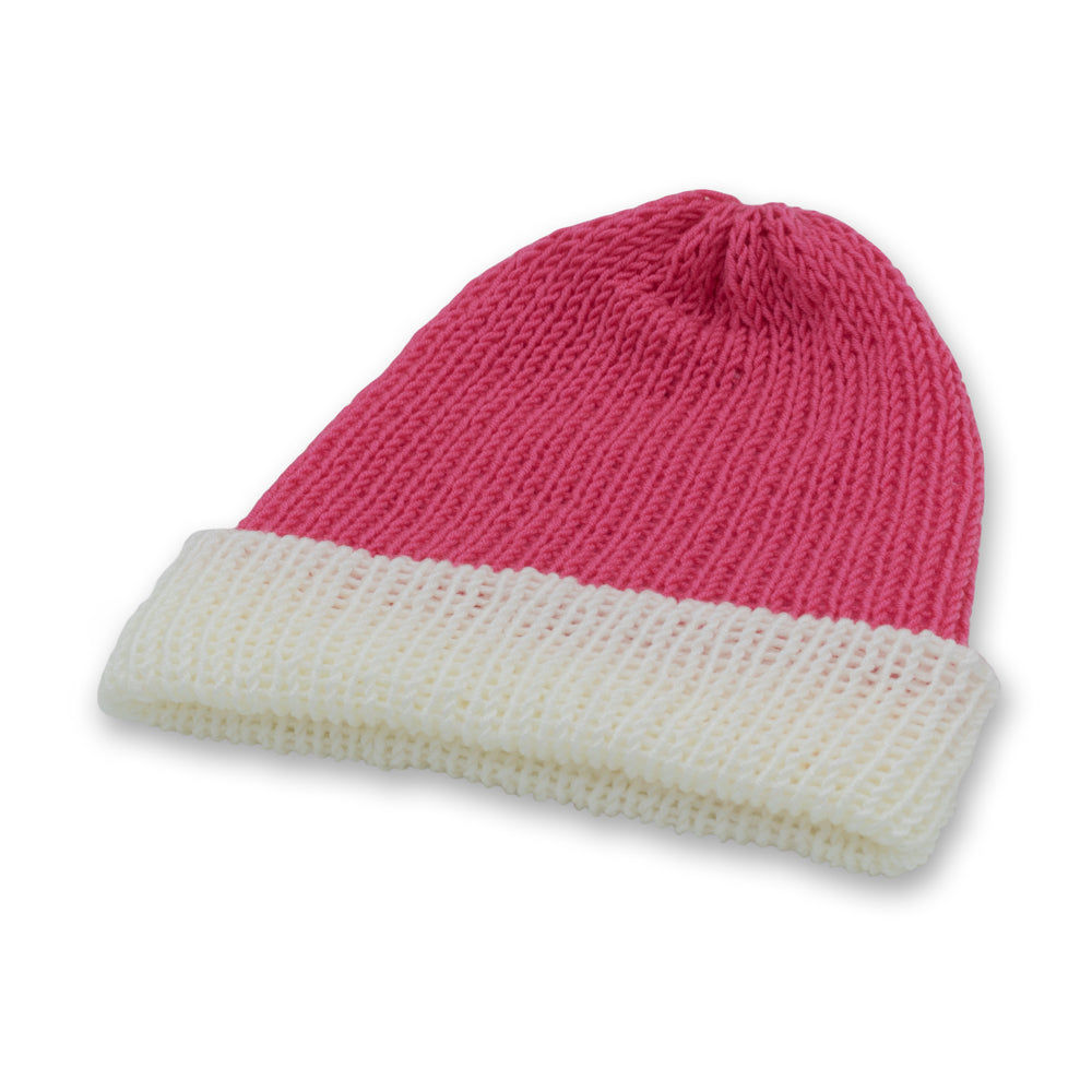 Reversible Knit Beanie Hat - Pink