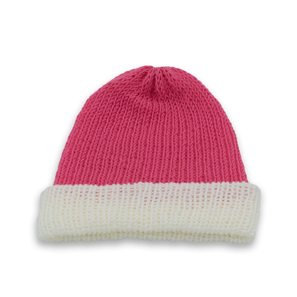 Reversible Knit Beanie Hat - Pink