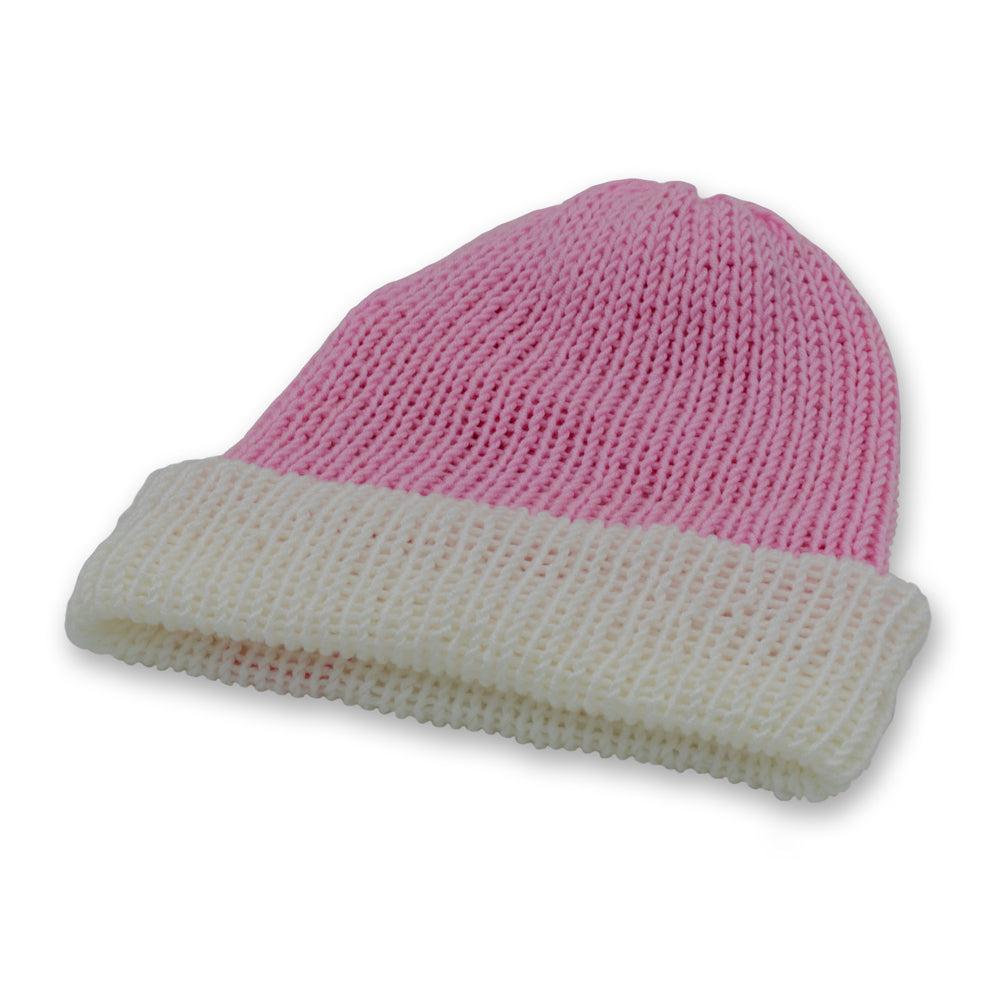 Reversible Knit Beanie Hat - Pink