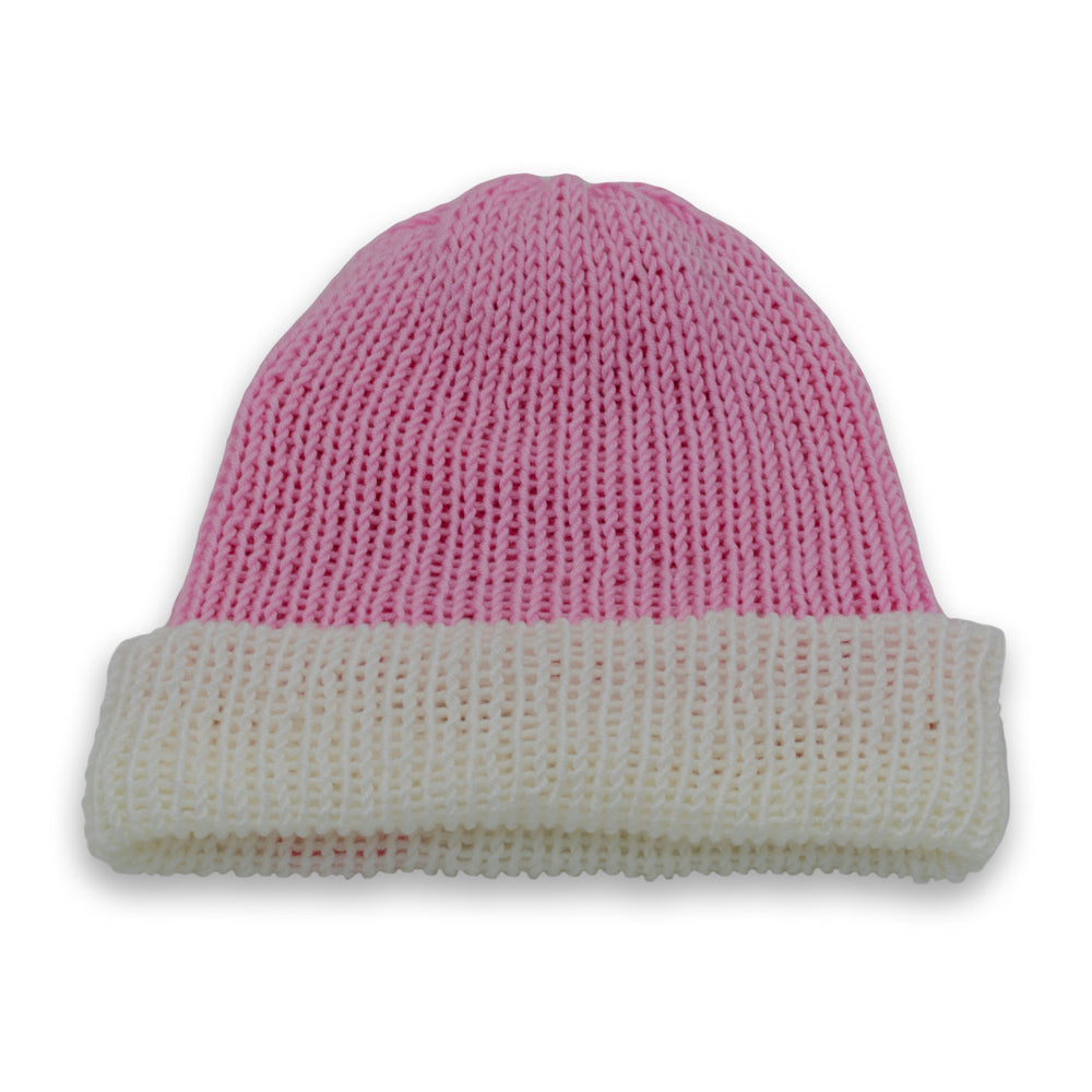 Reversible Knit Beanie Hat - Pink