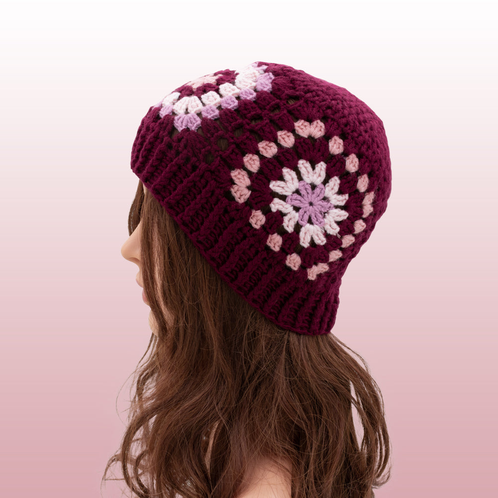 Granny Square Crochet Beanie Hat