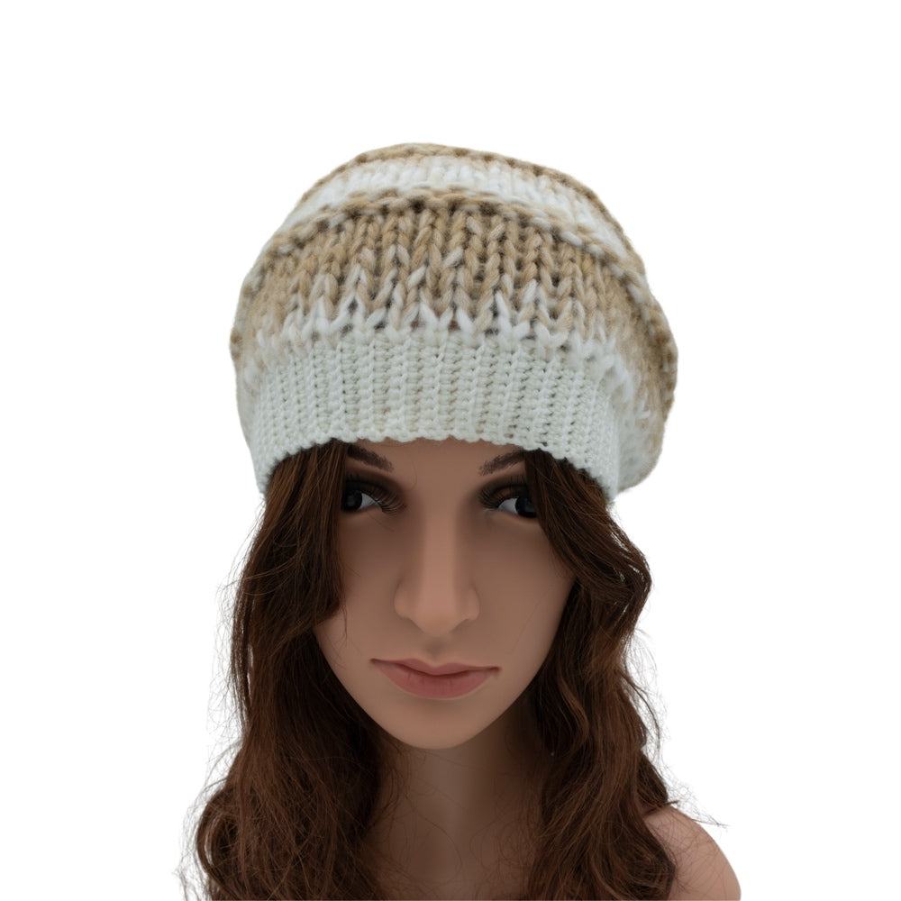 Slouchy Wool Beanie Winter Hat | Beige