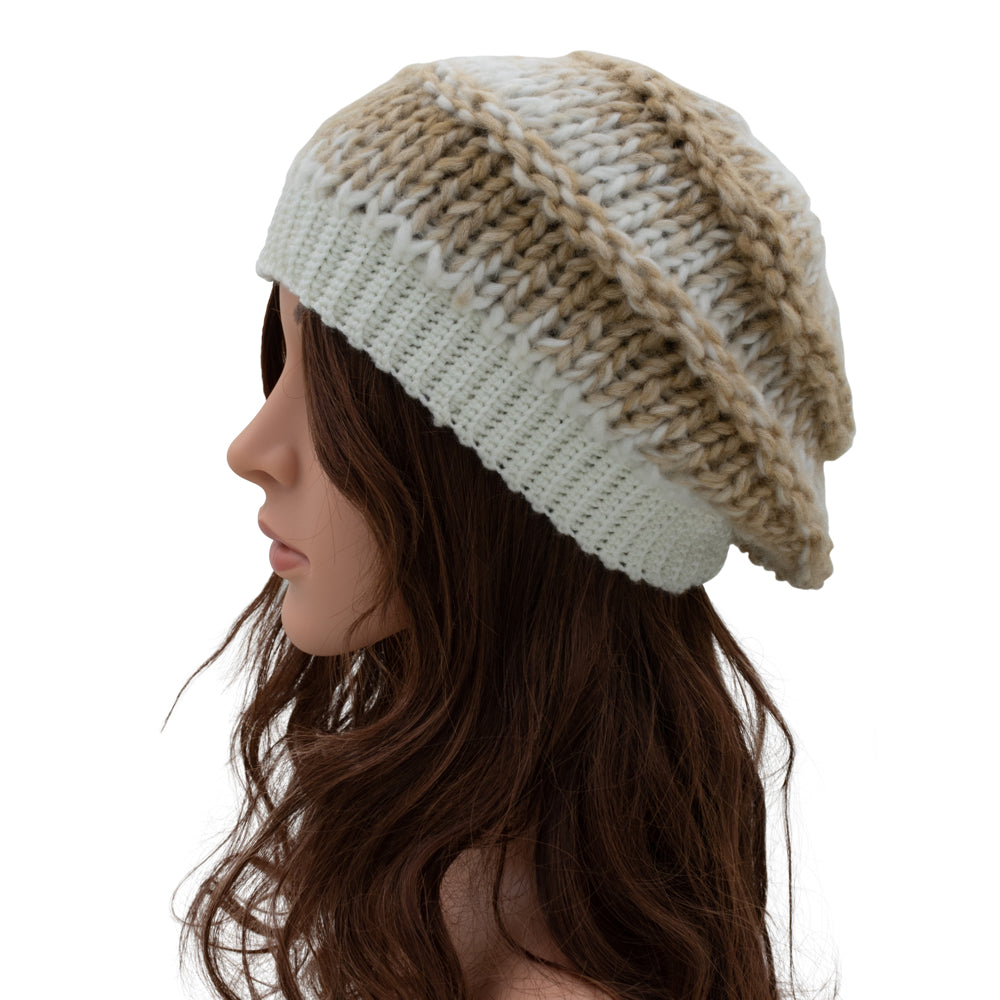 Slouchy Wool Beanie Winter Hat | Beige