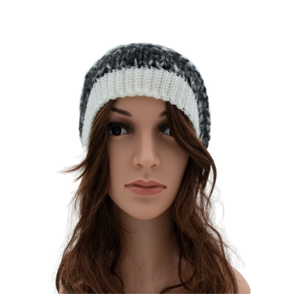 Slouchy Wool Beanie Winter Hat | Black