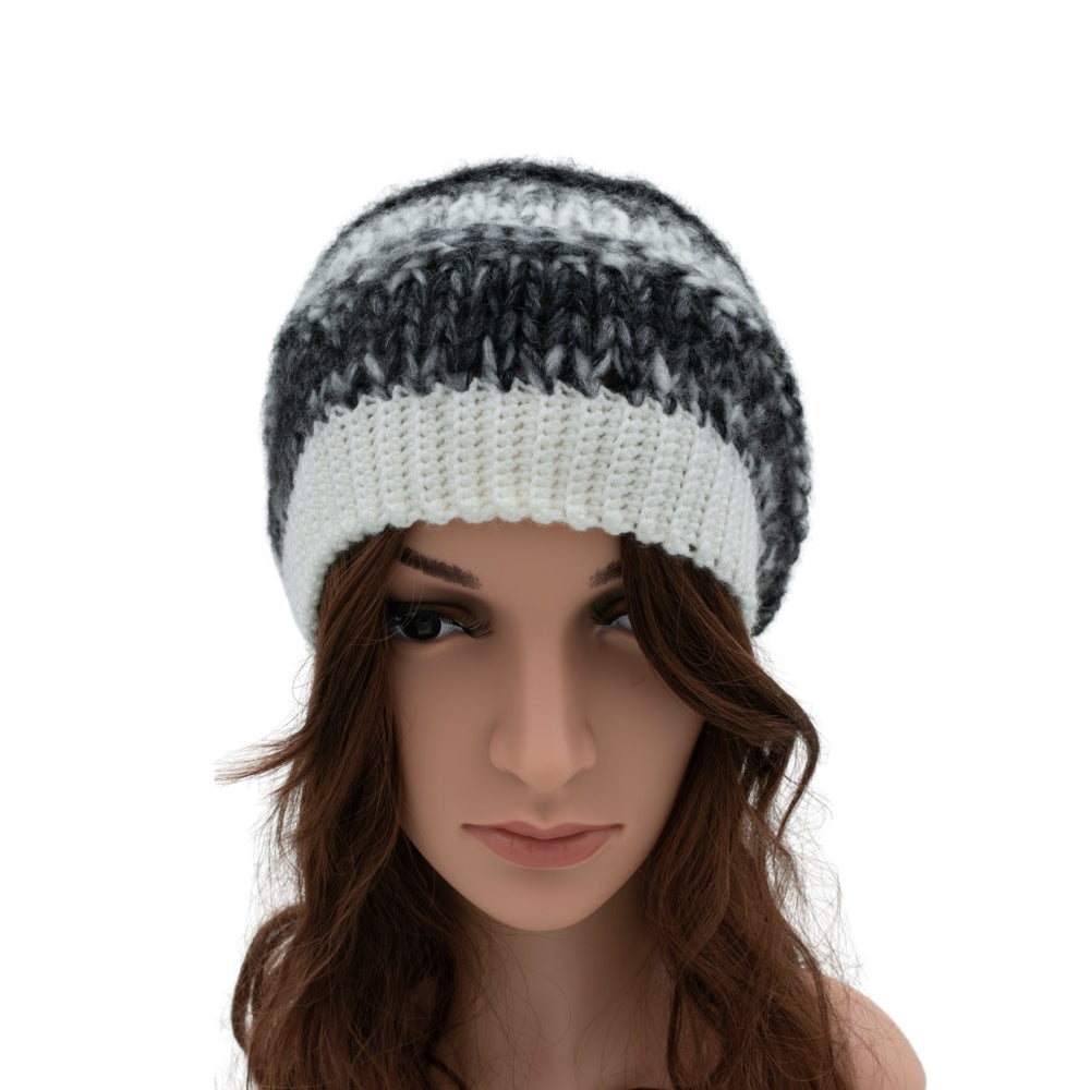 Slouchy Wool Beanie Winter Hat | Black