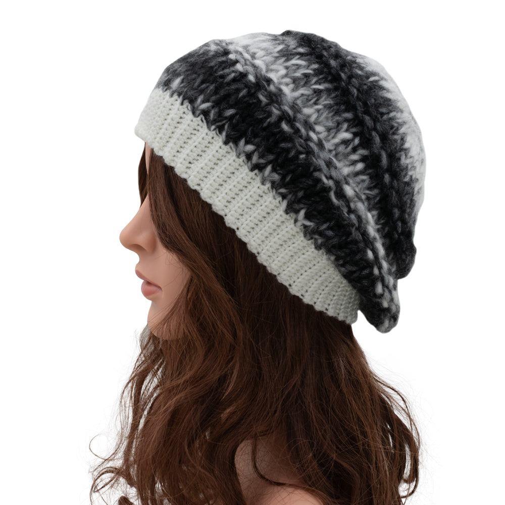 Slouchy Wool Beanie Winter Hat | Beige
