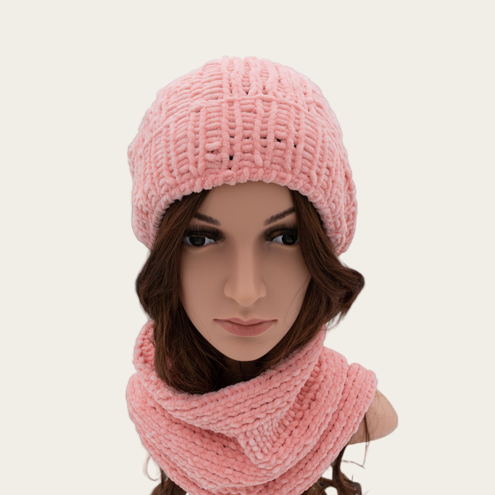 Velvety Soft Beanie & Neck Warmer Set | Ecru