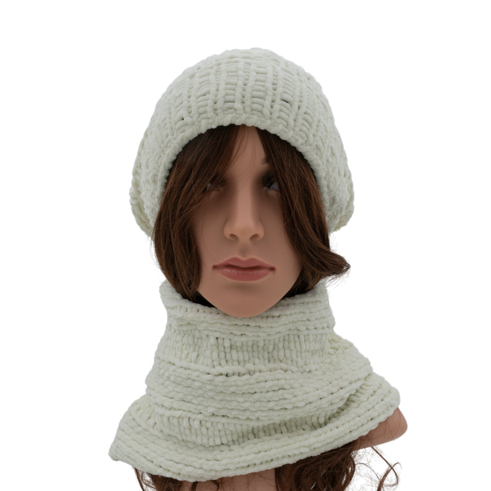 Velvety Soft Beanie & Neck Warmer Set | Ecru
