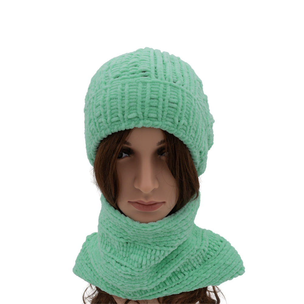 Velvety Soft Beanie & Neck Warmer Set | Ecru