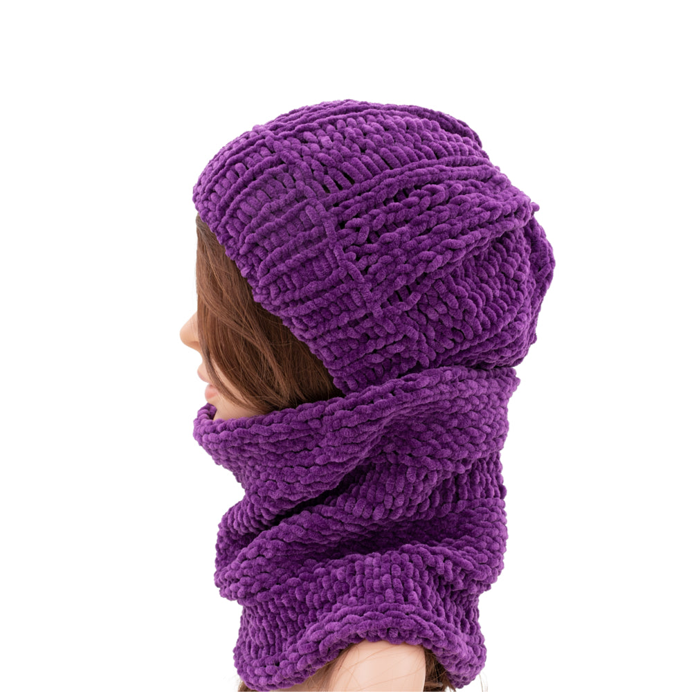 Velvety Soft Beanie & Neck Warmer Set | Purple