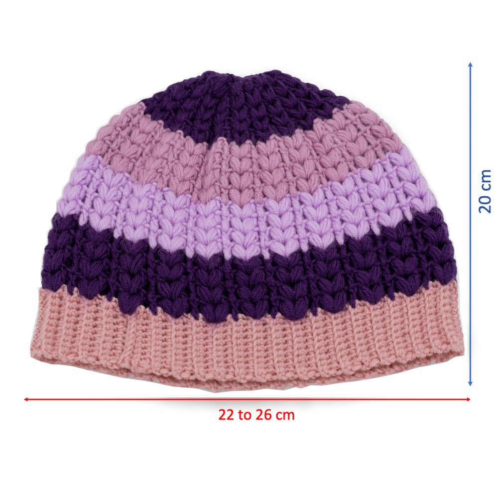 Vintage Hand-Knit Pink Beanie Hat